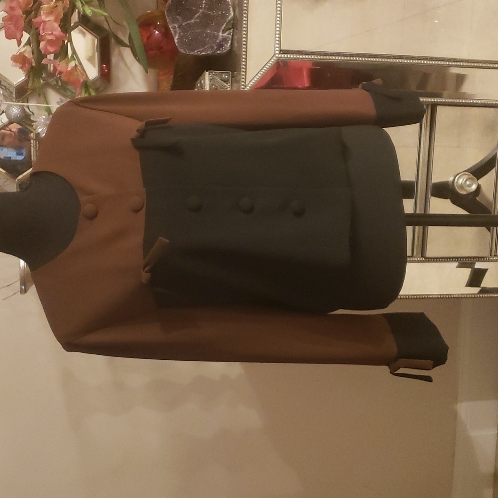 Lillie Rubin Brown and Black Colorblock Cropped Jacket
